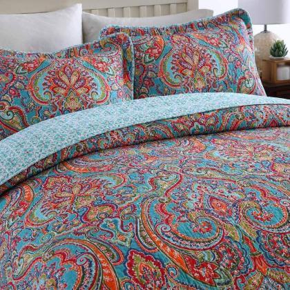Cotton Bedspread Quilt Sets-Reversi..