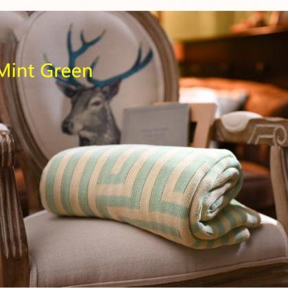 Knitted wool blanket full cotton bl..