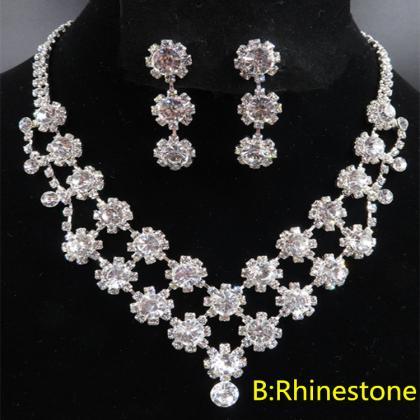 Bridal Jewelry Rhinestone Pearl Nec..