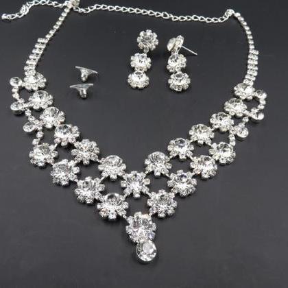 Bridal Jewelry Rhinestone Pearl Nec..