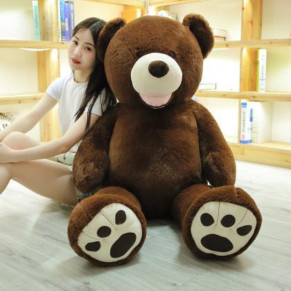  Big bear plush toy cute doll bow t..