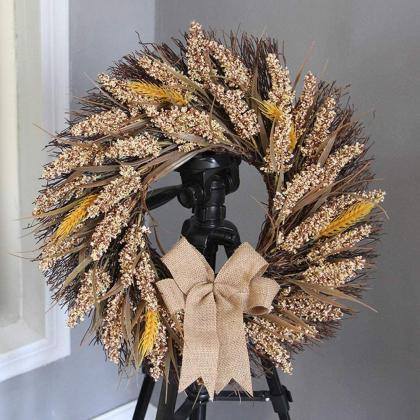 Fall Wreath Artificial Wheat Ears W..