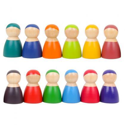 Toddler Wooden Toys 12 Rainbow Frie..