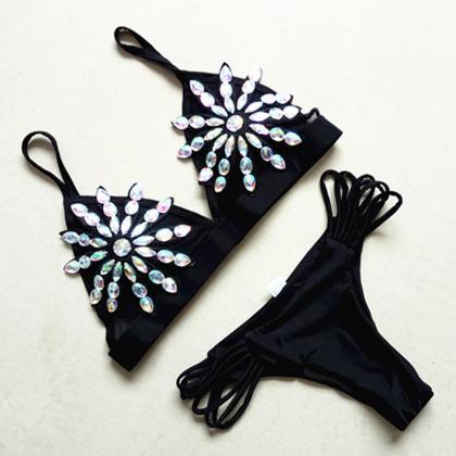  Bikini crystal flower bikini solid..