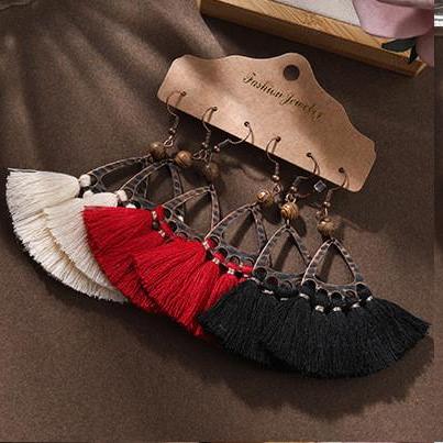 9 Pairs Colorful Statement Tassel E..