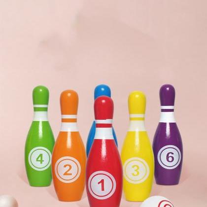  Kids Bowling Play Set Wooden Color..