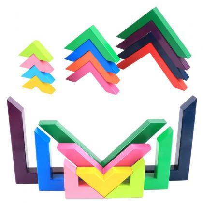 Wooden Rainbow Stacking Game Stacke..