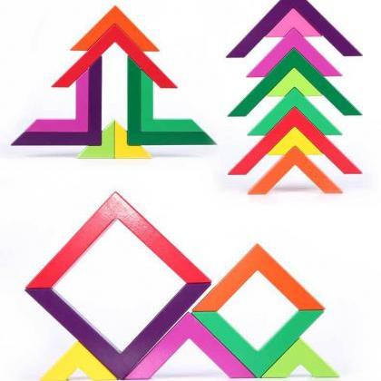 Wooden Rainbow Stacking Game Stacke..