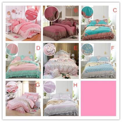 Pink Blue Floral Bedding Sets Cotto..