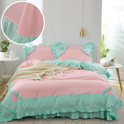 Pink Blue Floral Bedding Sets Cotto..