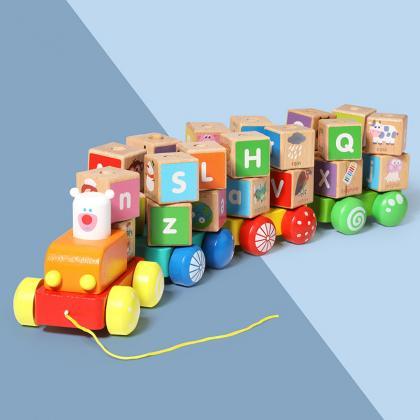 Wooden Trackless Trains Set, Alphab..