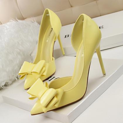 Korean style bow high heels stilett..