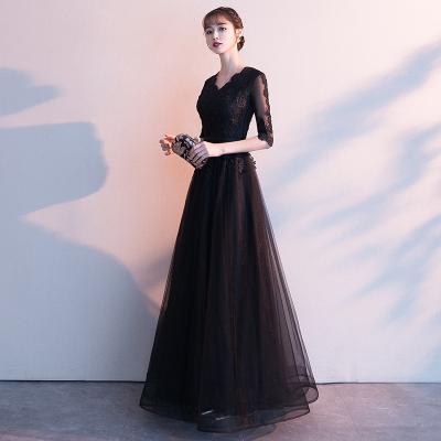 Women's V Neck long Sleeve Floral Lace Bridesmaid Maxi Dress Party Gown