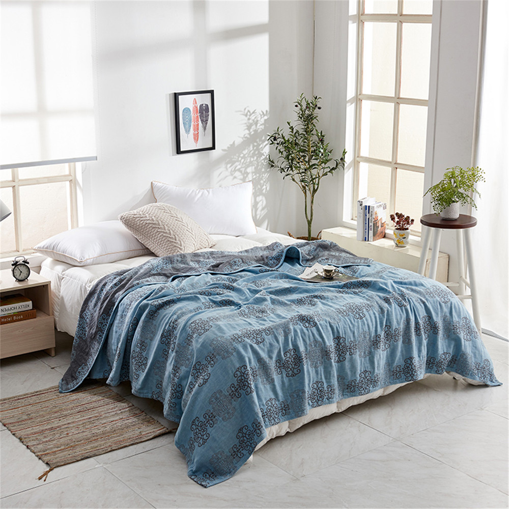 Chines Knot Muslin Lightweight Summer Blanket For Bed Sofa Couch