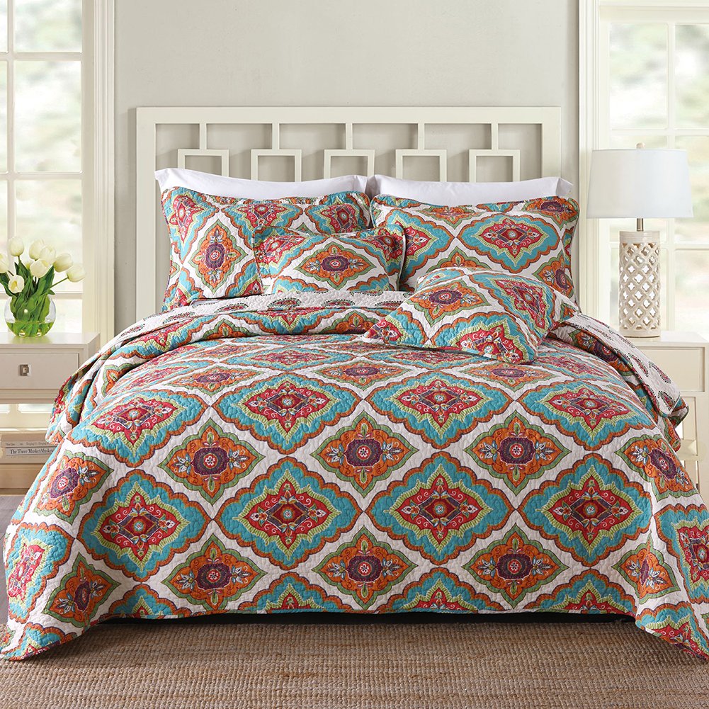 Microfiber Quilt Bedspread Reversible Coverlet Sets Classic