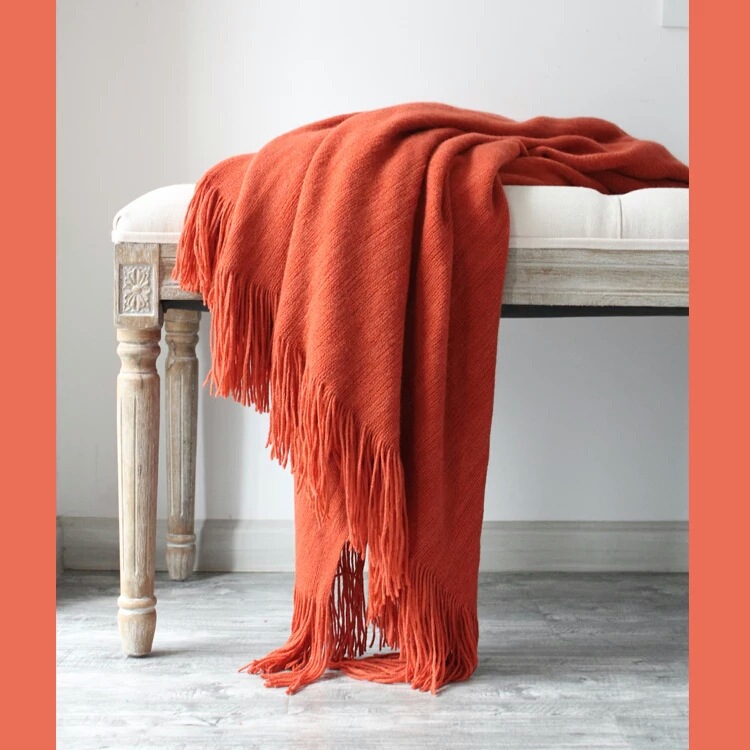 Textured Knitted Super Soft Throw Blanket with Tassels Warm Cozy Plush Lightweight Fluffy Woven Blanket (51"x78")