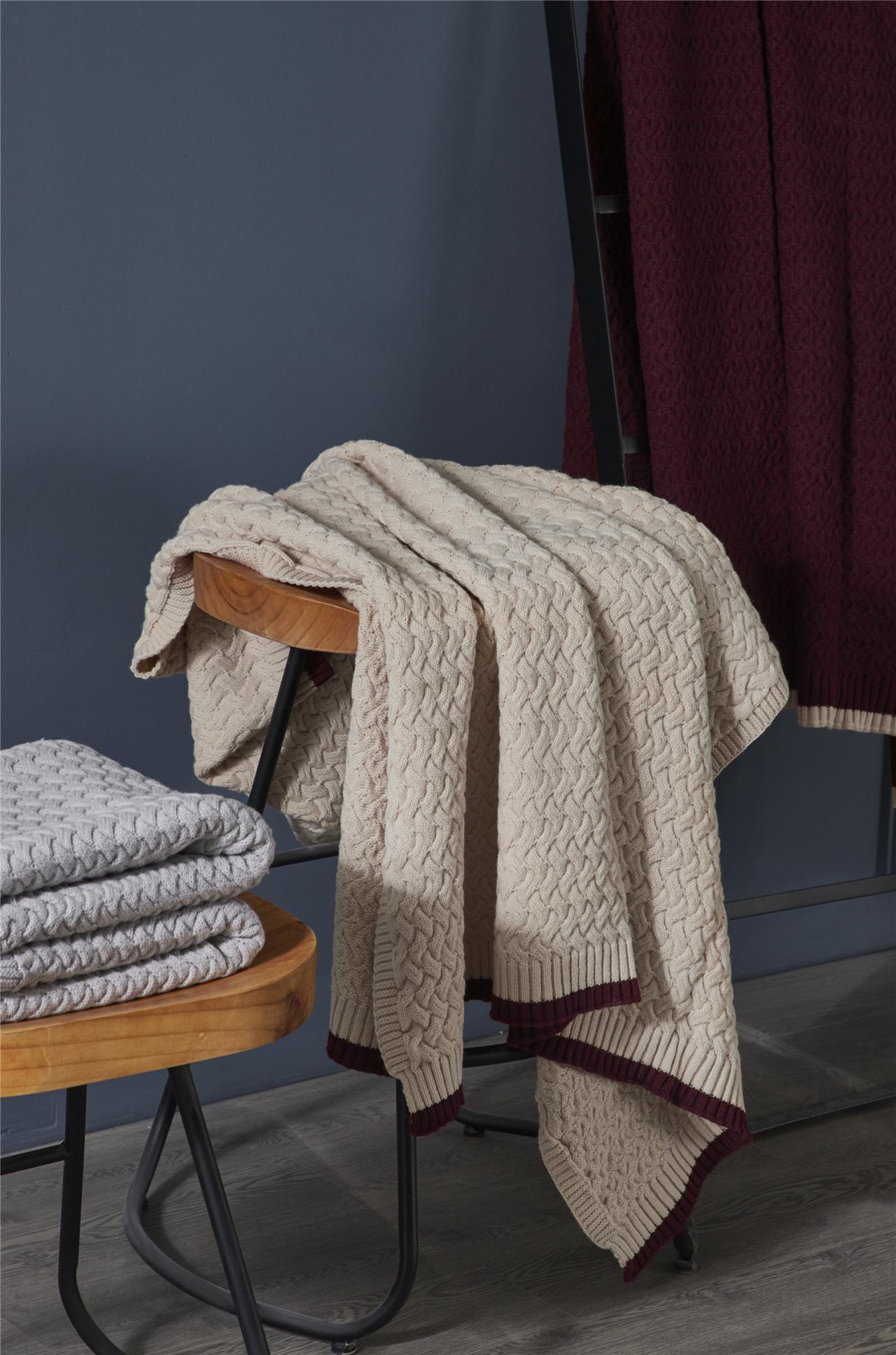 Wool-blend knit blankets, casual shawls, blankets, Blanket bedding，Knitted blanket