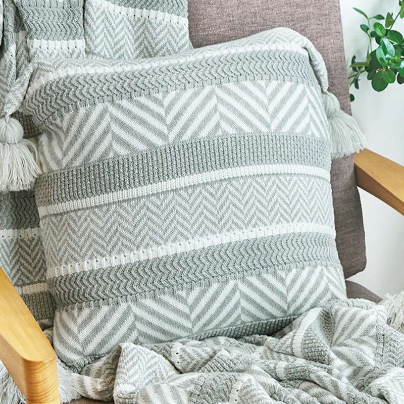 Cotton Jacquard Knitted Pillowcase Sofa Decoration Pillowcase, Soft Home Furnishing No Core