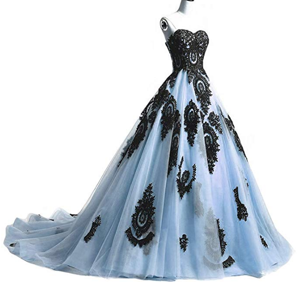 Black Lace Long Tulle A Line Prom Dresses Evening Party Corset