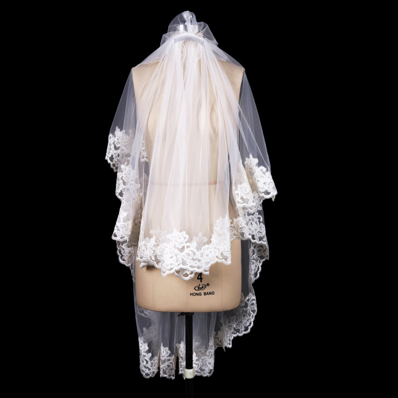 Bridal Veil Korean Simple Lace Soft Gauze Short Wedding Hair Comb