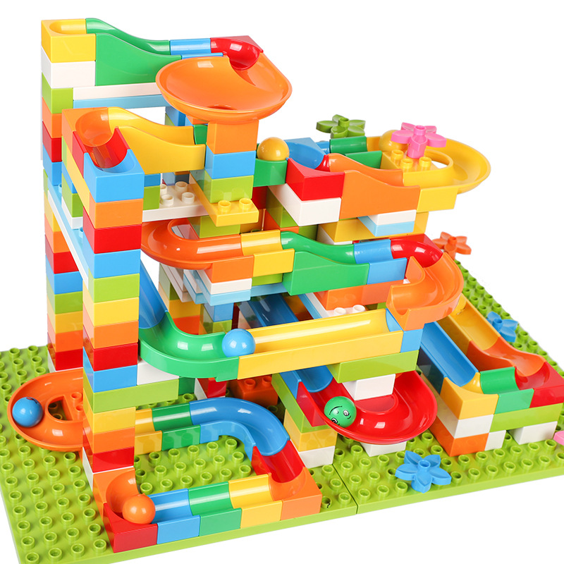 Best Choice Products Kids 256-Piece Building Blocks Toy Puzzle Race Track Set w/Ramps, Slides, Funnels