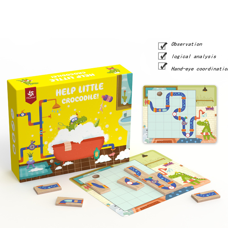 Children's Logical Thinking Training Early Education Puzzle Little Crocodile Love Bathing Maze Puzzle Toy