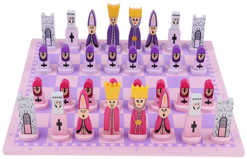  Travel Chess Set with Chess Board Educational Toys for Kids and Adults Pink