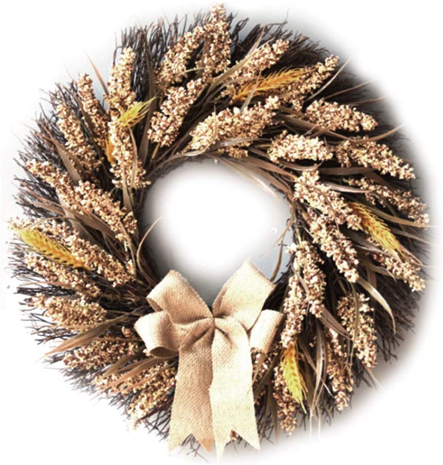 Fall Wreath Artificial Wheat Ears Wreath Harvest Wreath for Autumn Wedding Party Halloween Thanksgiving Home Decor