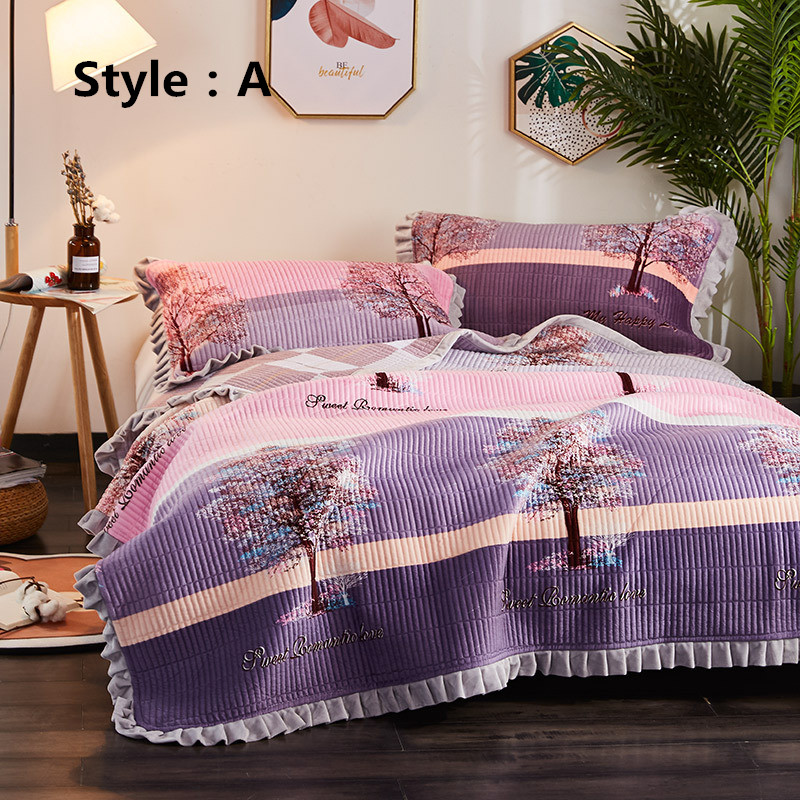 Multifunctional Blanket Four Season Blanket Ins Wind Korean Lace Crystal Fleece Bed Cover Quilted Cotton Single Bed Cover