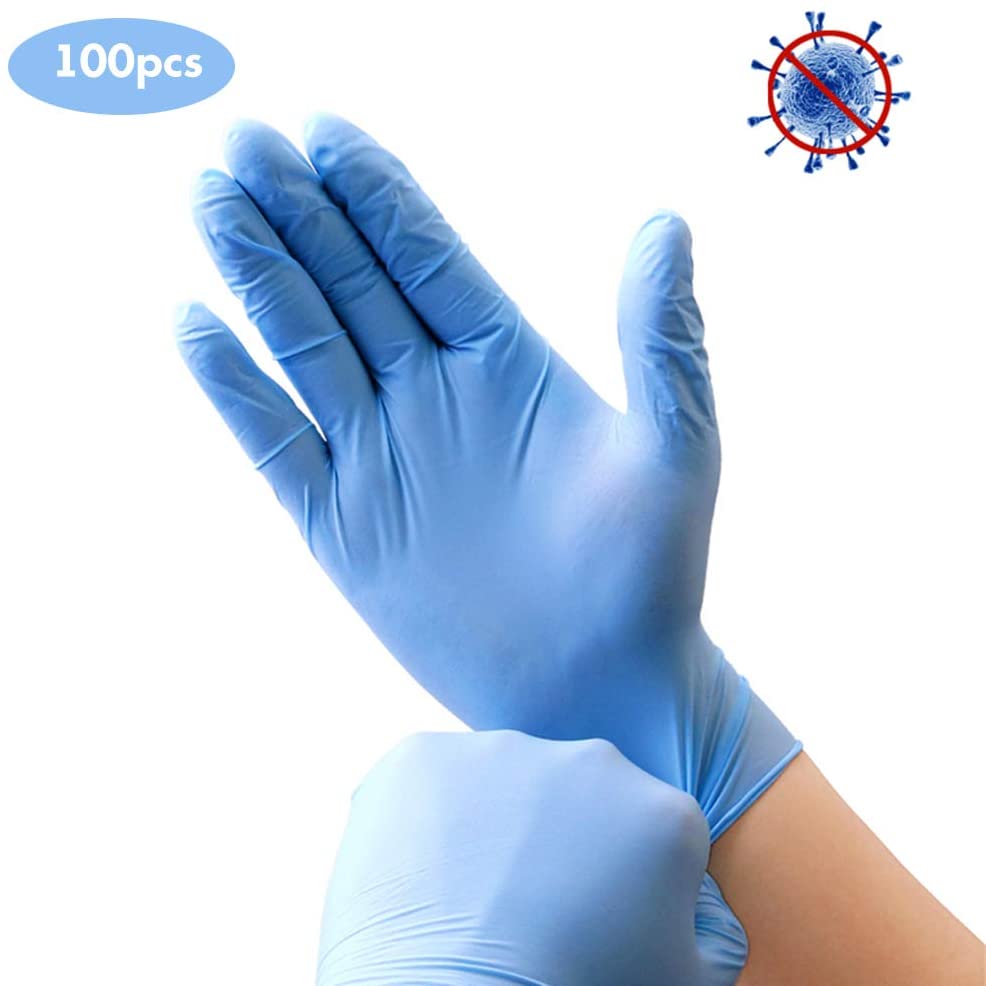  100 Pcs Nitrile Disposable Gloves Powder Free Rubber Latex Free Medical Exam Gloves Non Sterile Ambidextrous Comfortable Industrial Blue Rubber Gloves