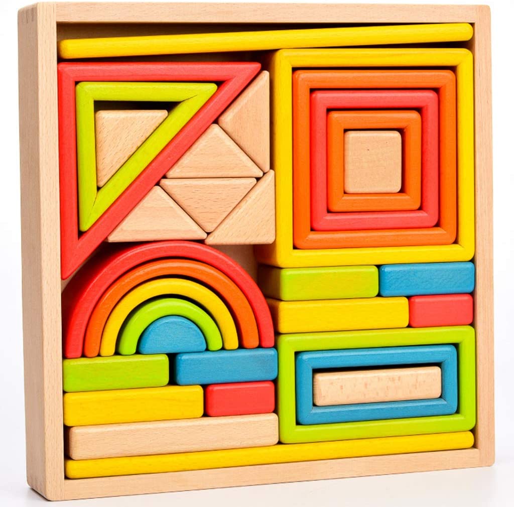 Wooden Hollow Building Blocks Hollow Construction Children's Toys, Educational Creative Puzzle Toys, Rainbow Set Building Blocks, Early Childhood Education Toys