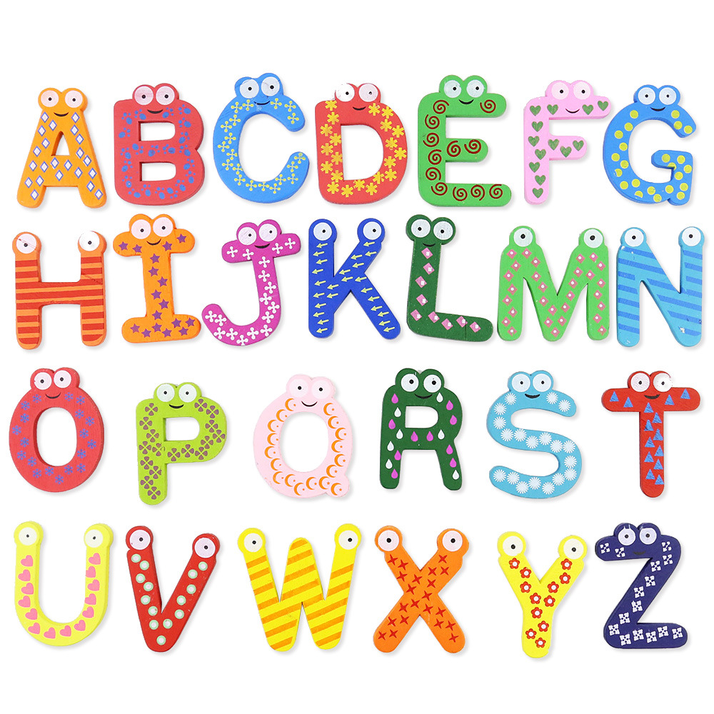 Magnetic Letters Fridge ABC Alphabet Magnets for Toddlers Baby, Wooden Refrigerator Large Magnet Letter Learning Games Wood Toys for Kindergarten Age