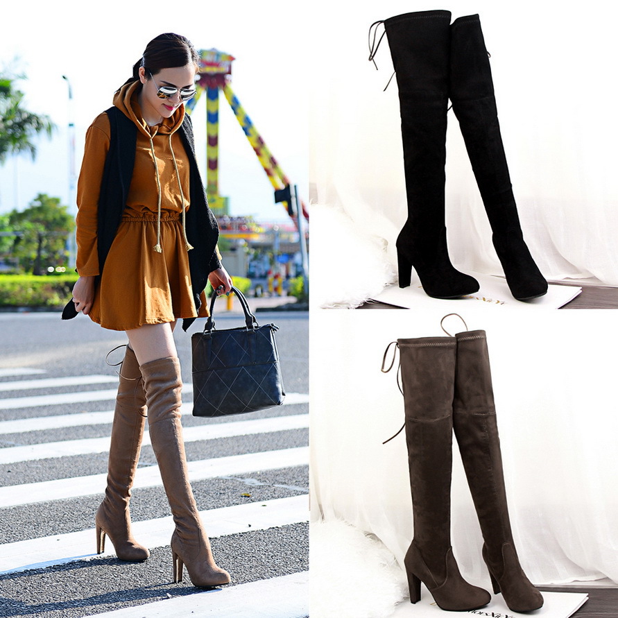 over the knee boots thick heel