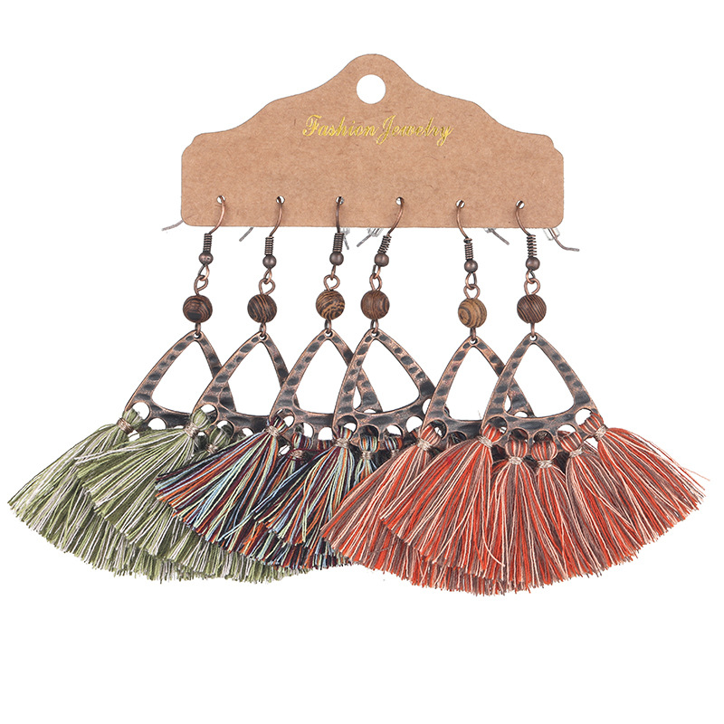 9 Pairs Colorful Statement Tassel Earrings Handmade Bohemian Hanging Fringe Dangle Earrings for Women Girls