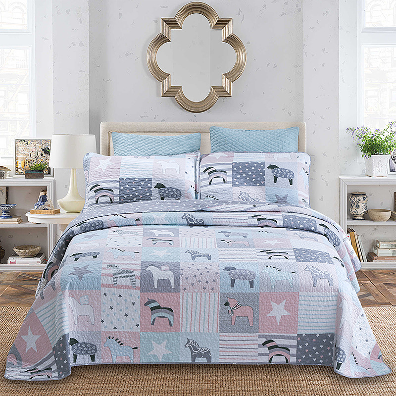 Three-piece Washable Summer Cool Quilt Bed Cover Air Conditioning Quilt Cartoon Pattern Cotton