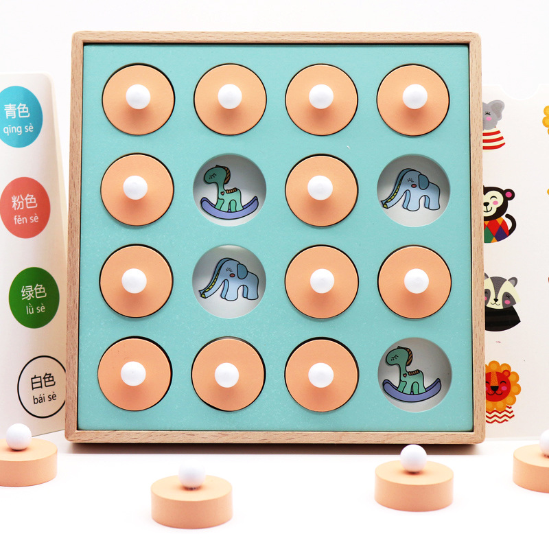 Wooden Boxed Memory Chess, Kid Intelligence IQ Brain Teaser Game Wooden Box, Baby Brain Memory Development Game Logical Thinking Training Puzzle Parent-Child Interactive Toys Gift