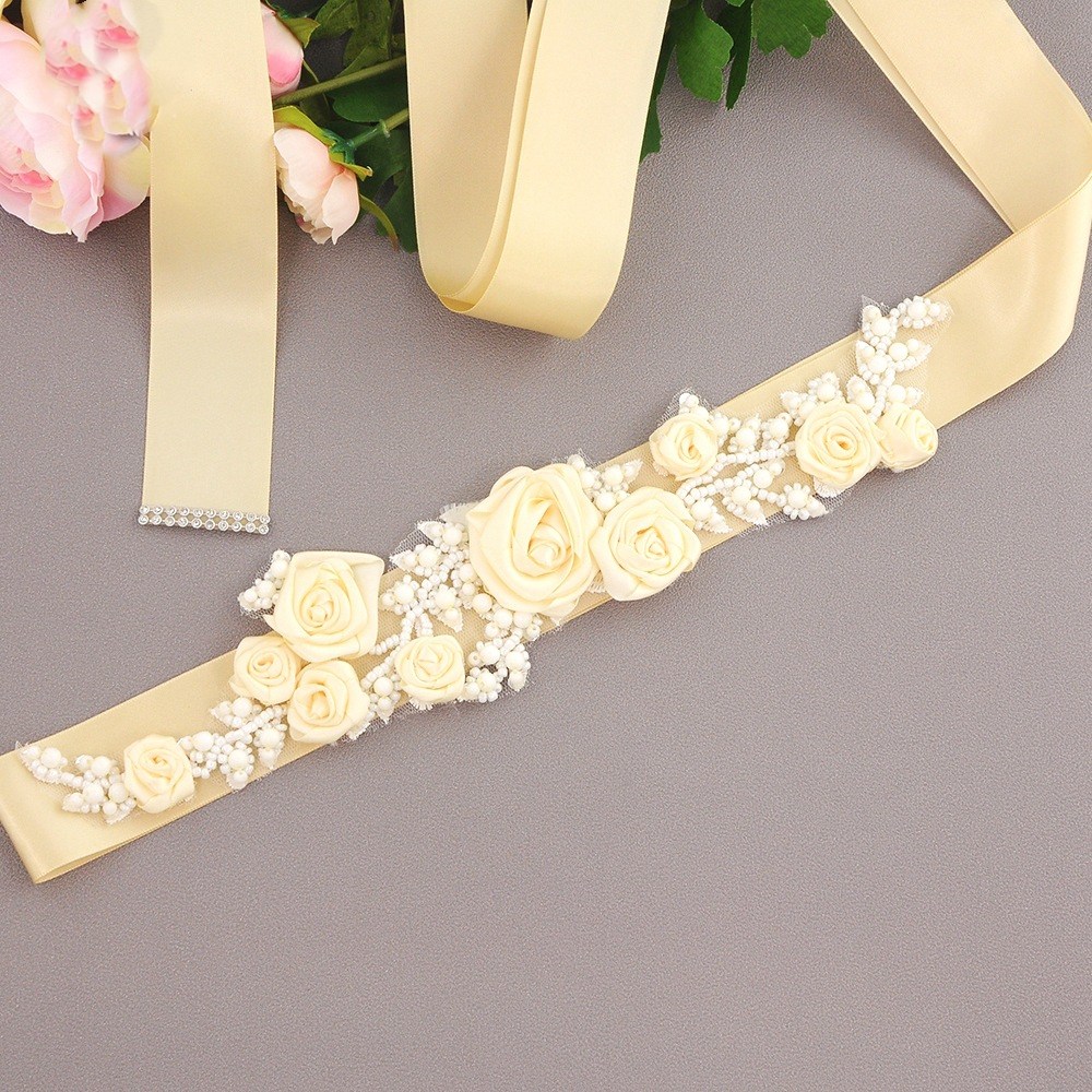 Handmade Flower Sash Belt for Maternity Pregnancy Baby Shower Wedding Party