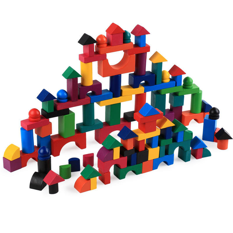 112-Piece Wood Blocks Set-Wooden Blocks Construction Building Toys