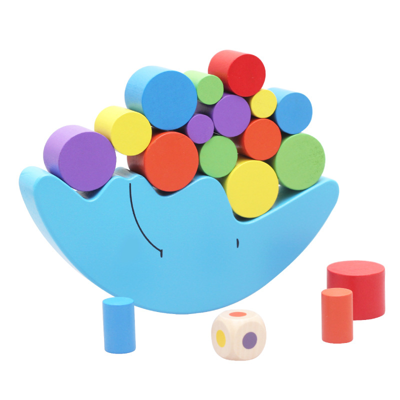Wooden Stacking Blocks Balancing Game，Moon Equilibrium Game，Sorting Toy Balancing Moon Toy for Kids, Babies, Girls, Boys-2 pieces