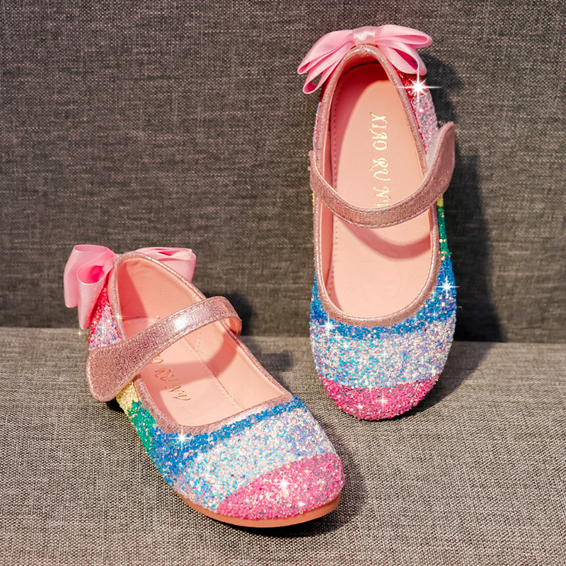 Girls Dress Shoes Wedding Flower Bridesmaids Heels Glitter Princess Shoes for Kids Toddler
