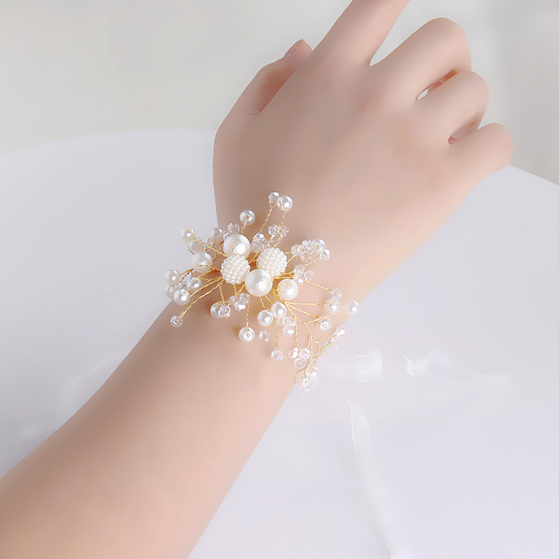 Pearl tassel lace wrist flower bride girl flower girl wedding bridesmaid sister group dance bracelet