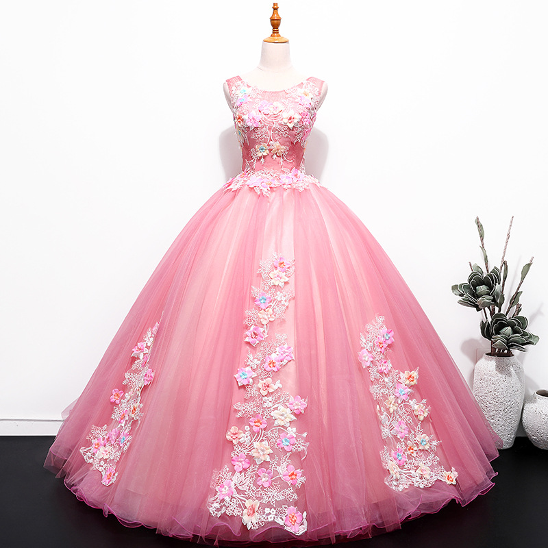 Long Handmade Evening Dress, Long Ball Gown Dress Prom Dress with Lace Appliques