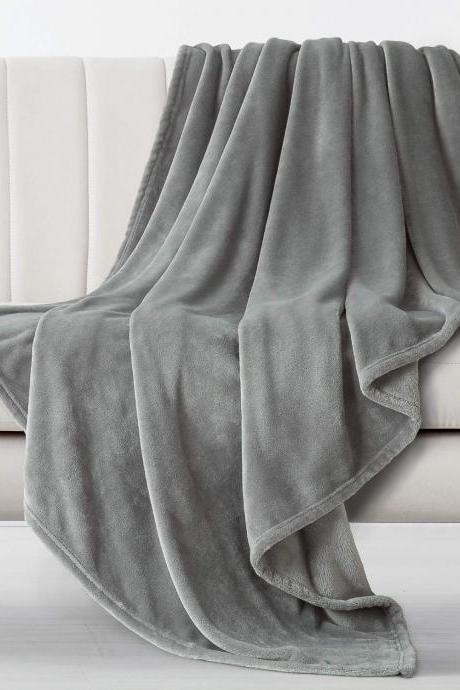 Flannel Fleece Blanket All-Season Anti-Static Throw/Blanket for Sofa Couch Bed (78'' x 90''),Gray
