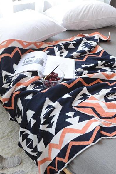 Summer air-conditioning blanket knit blanket geometric wool blanket cotton blanket sofa blanket knee blanket