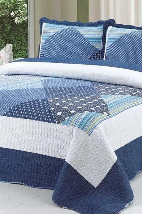 Bedsure 3-Piece Printed Quilt Set Queen/Full Size (90x98 inches), Lightweight Coverlet Design for Spring and Summer, 1 Quilt and 2 Pillow Shams