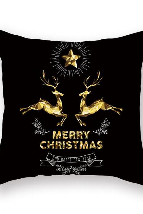 Christmas Bronzing Pillow Cover Merry Christmas Throw Pillow Case Elk Christmas Tree Throw Pillow Case Modern Cushion Cover Square Pillowcase Decoration Christmas Sofa Bed Chair