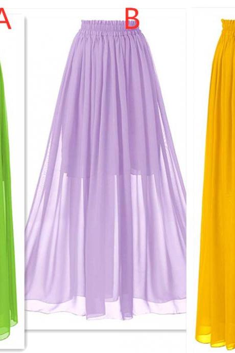 Women's Floor Length Beach Skirt Floral Print Chiffon Maxi Skirts