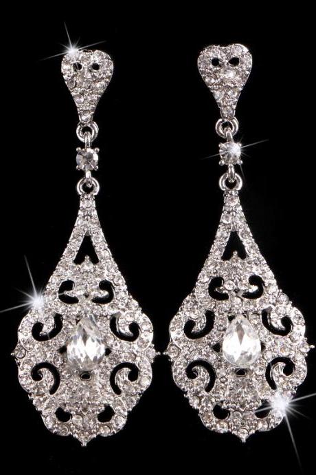Korean fashion bridal jewelry bride earrings accessories crystal wedding wedding flower combination earrings fashion
