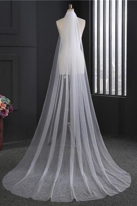 Bridal veil long 3 meters veil with hair comb veil evening dress double tailing veil