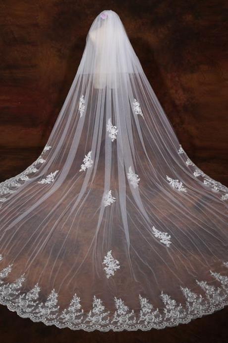 Lace Cathedral Trailing Veil Bride Wedding Accessories Wedding Veil